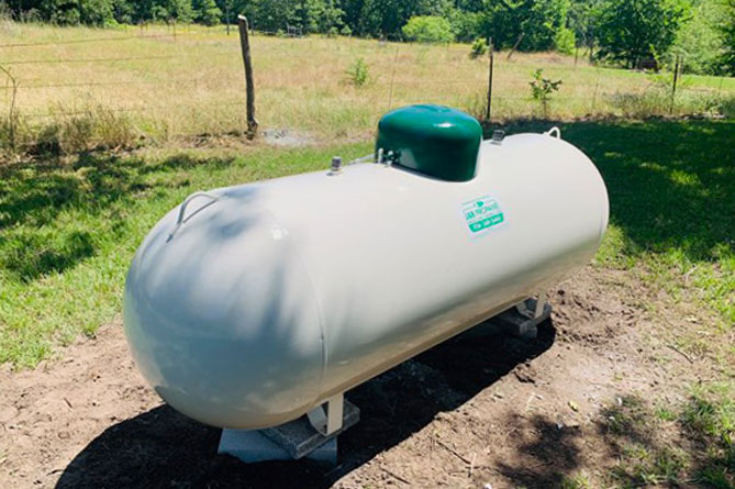 A propane tank in a field