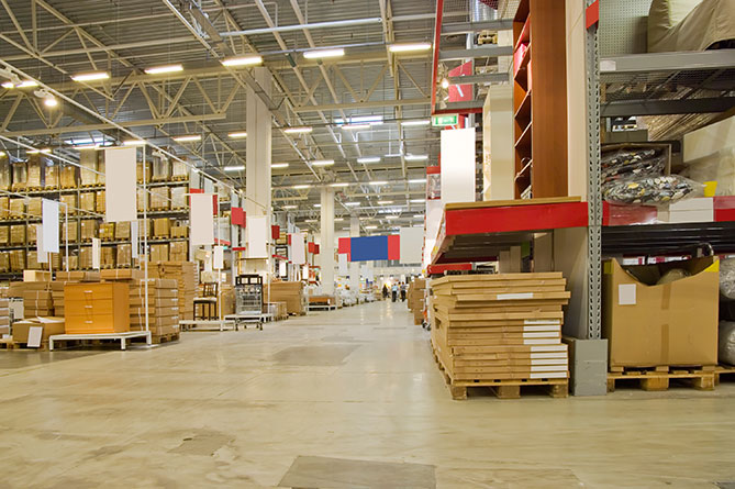 The interior of a warehouse