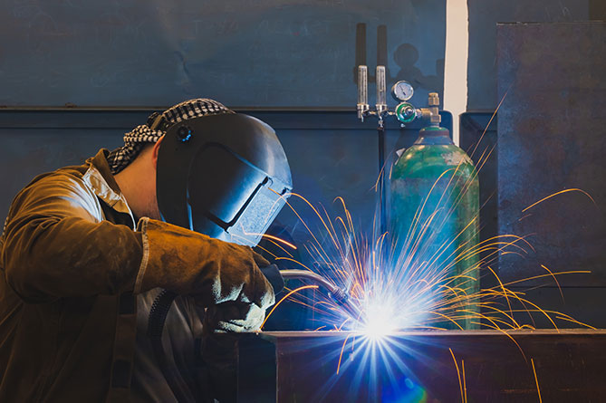 A person welding
